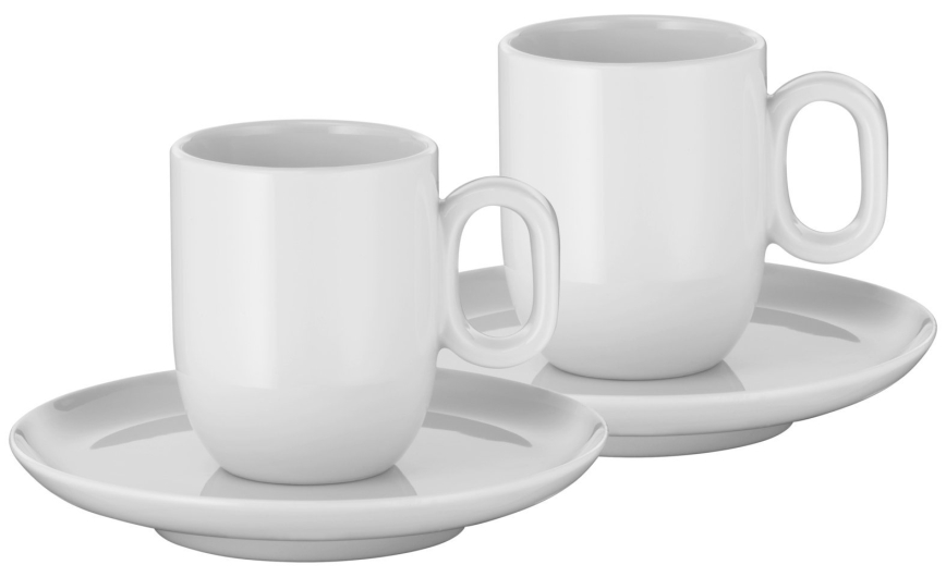 WMF - SET 2x Taza para espresso con platillo BARISTA blanco