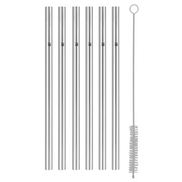 WMF - SET 6x Pajillas de acero inoxidable BARIC + cepillo de limpieza