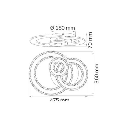 Wofi 11791 - Plafón LED regulable RIO LED/24,5W/230V 3000K