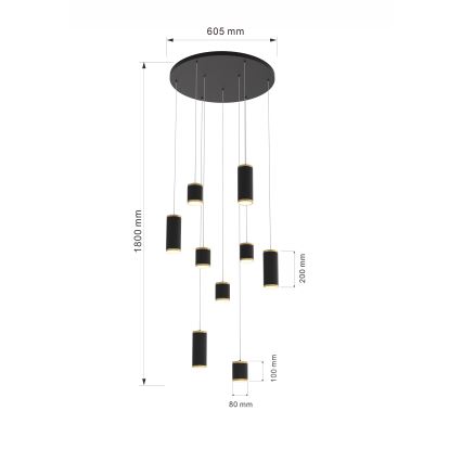 Wofi 5003-904 - Lámpara de araña LED regulable TOULOUSE LED/57W/230V negro/dorado