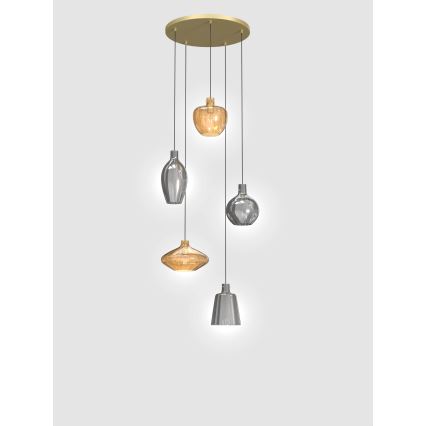 Wofi 5005-501 - Lámpara colgante ROUEN 5xE14/40W/230V dorado/gris