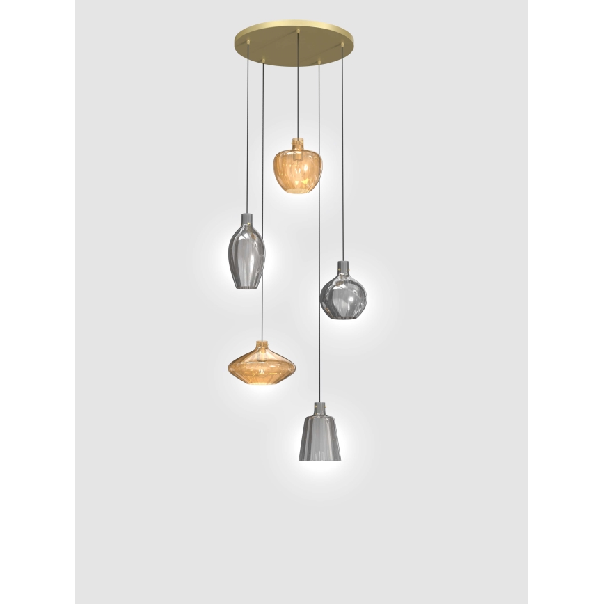 Wofi 5005-501 - Lámpara colgante ROUEN 5xE14/40W/230V dorado/gris
