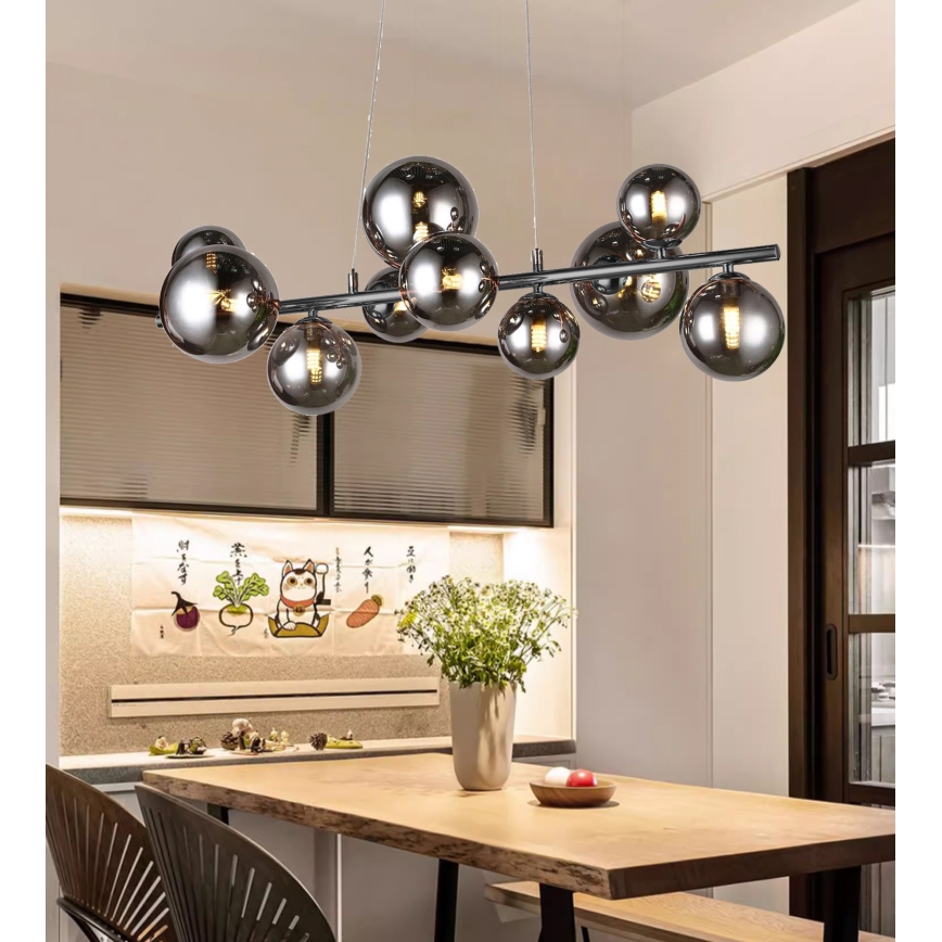 Wofi 6014.10.24.9000 - Lámpara LED colgante VILLA 10xG9/3W/230V negro/cromo brillante