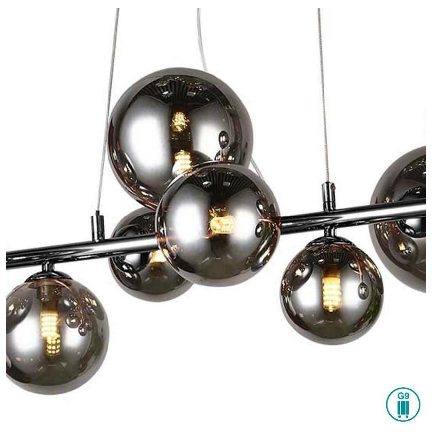 Wofi 6014.10.24.9000 - Lámpara LED colgante VILLA 10xG9/3W/230V negro/cromo brillante