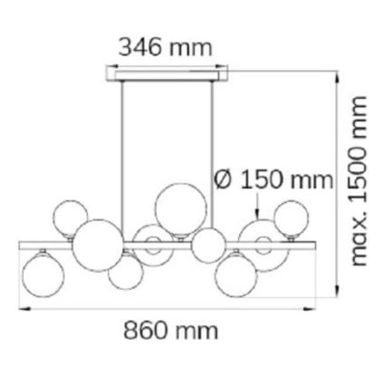Wofi 6014.10.24.9000 - Lámpara LED colgante VILLA 10xG9/3W/230V negro/cromo brillante