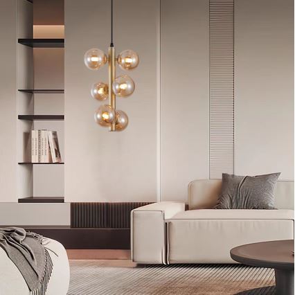 Wofi 6014-601W - Lámpara LED colgante VILLA 6xG9/3W/230V dorado