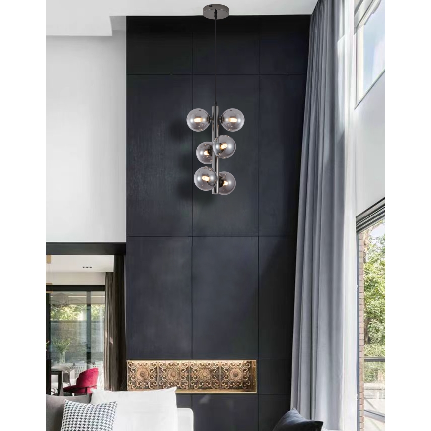 Wofi 6014-605W - Lámpara LED colgante VILLA 6xG9/3W/230V negro