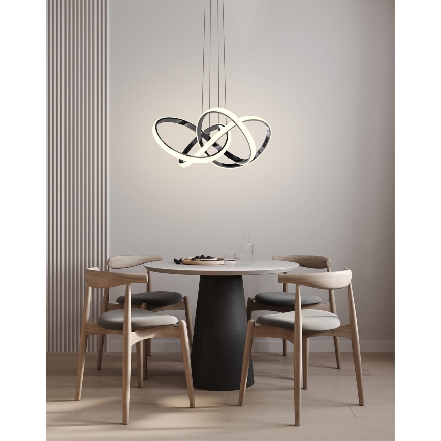 Wofi 6134-105L - Lámpara de araña LED regulable INDIGO LED/50W/230V negro/cromo brillante