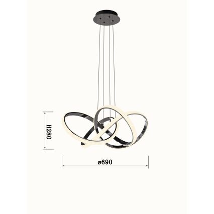 Wofi 6134-105L - Lámpara de araña LED regulable INDIGO LED/50W/230V negro/cromo brillante