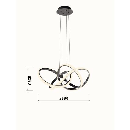 Wofi 6134-105L - Lámpara de araña LED regulable INDIGO LED/50W/230V cromo negro