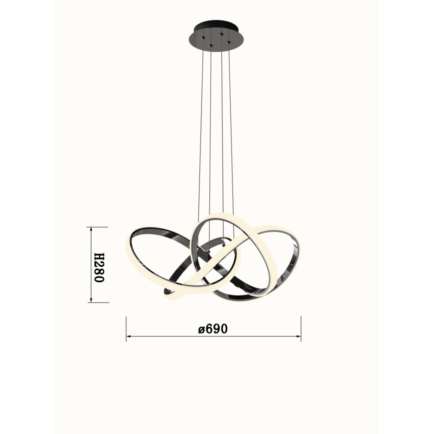 Wofi 6134-105L - Lámpara de araña LED regulable INDIGO LED/50W/230V negro/cromo brillante