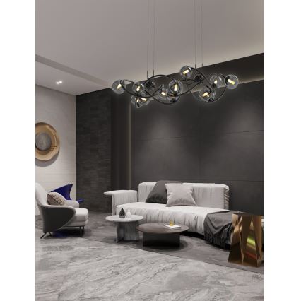Wofi 7014-1405 - Lámpara LED colgante NANCY 14xG9/3,5W/230V negro/cromo brillante