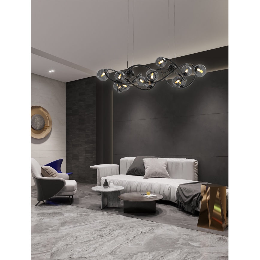 Wofi 7014-1405 - Lámpara LED colgante NANCY 14xG9/3,5W/230V negro/cromo brillante