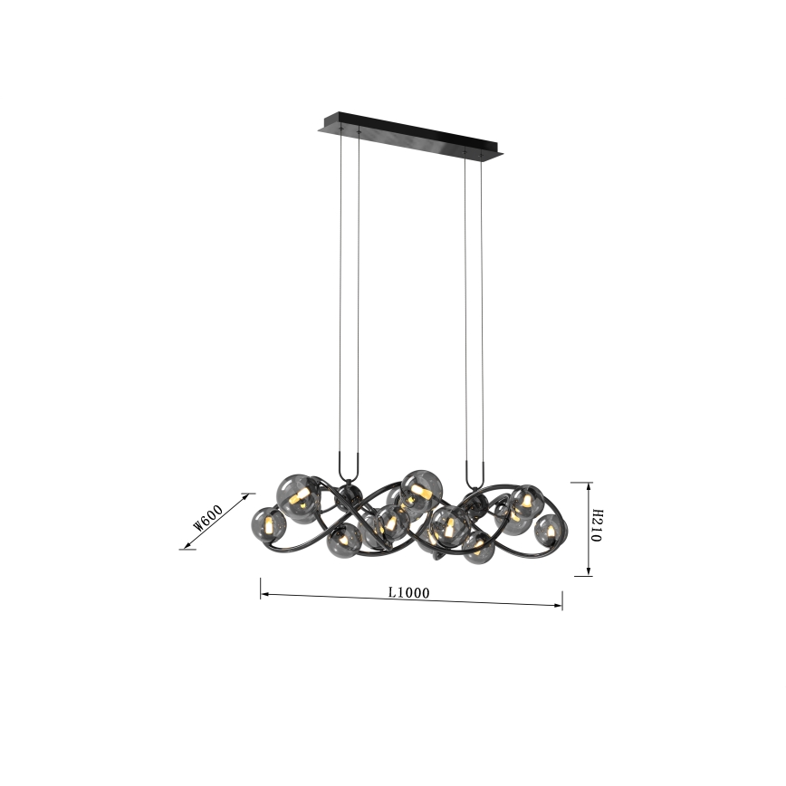 Wofi 7014-1405 - Lámpara LED colgante NANCY 14xG9/3,5W/230V negro/cromo brillante