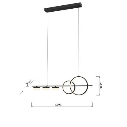 Wofi 7030-502 - Lámpara de araña LED regulable MESSINA LED/40W/230V negro