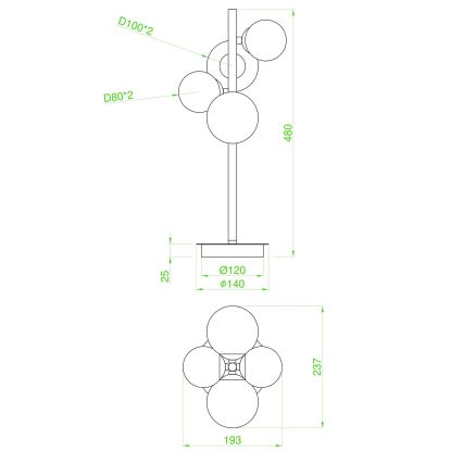 Wofi 8014.04.24.9000 - Lámpara de mesa LED VILLA 4xG9/3W/230V negro