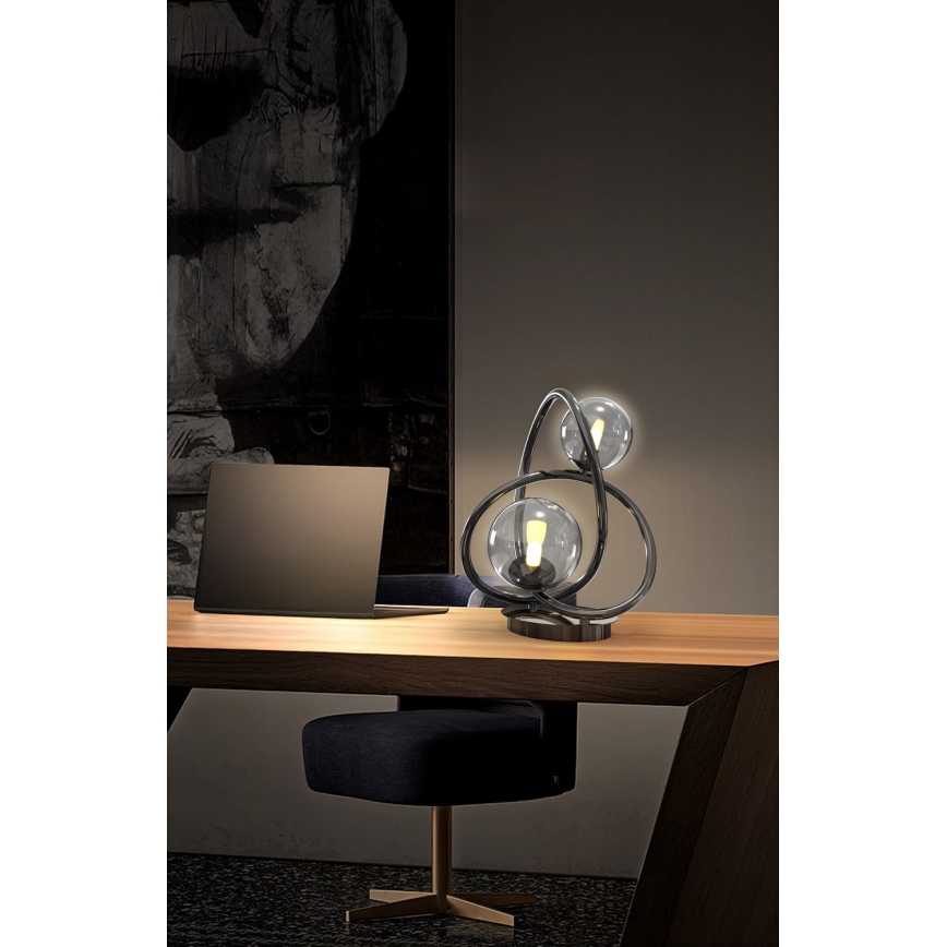 Wofi 8014-205 - Lámpara de mesa LED NANCY 2xG9/3,5W/230V negro/cromo brillante