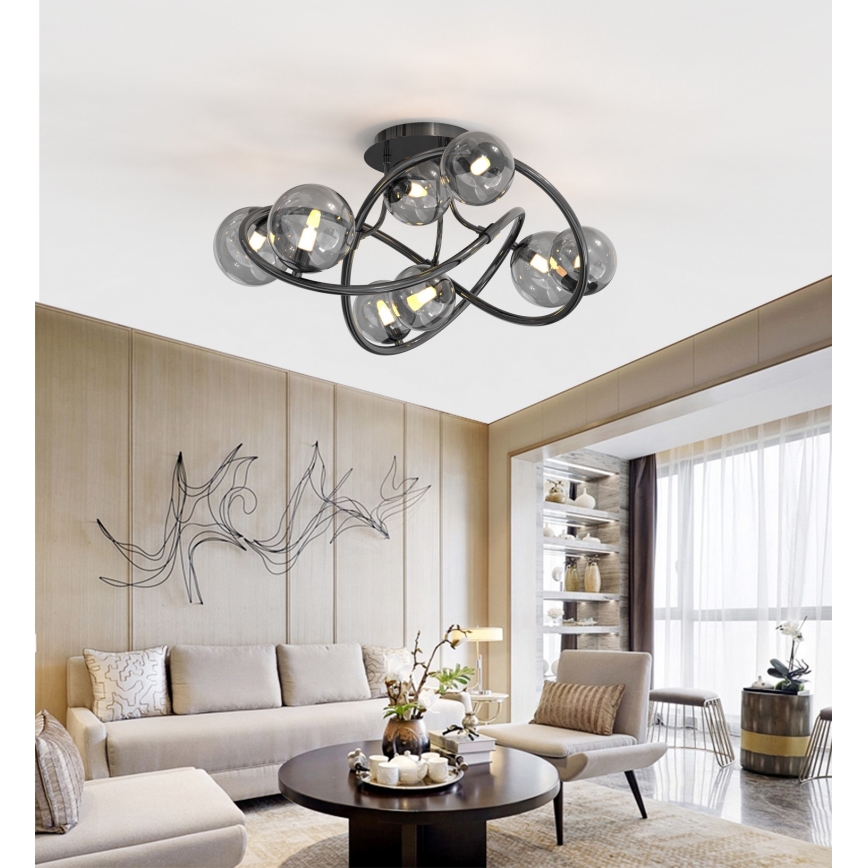 Wofi 9014-805 - Lámpara de techo LED NANCY 8xG9/3,5W/230V negro/cromo brillante
