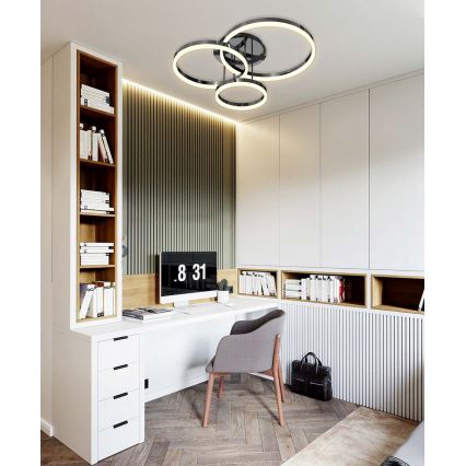 Wofi 9049-405 - Lámpara de techo LED regulable PERPIGNAN LED/51W/230V negro/cromo brillante