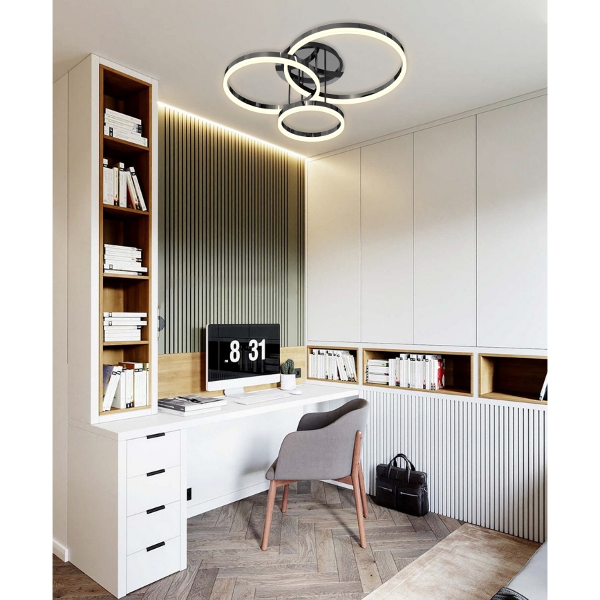 Wofi 9049-405 - Lámpara de techo LED regulable PERPIGNAN LED/51W/230V negro/cromo brillante