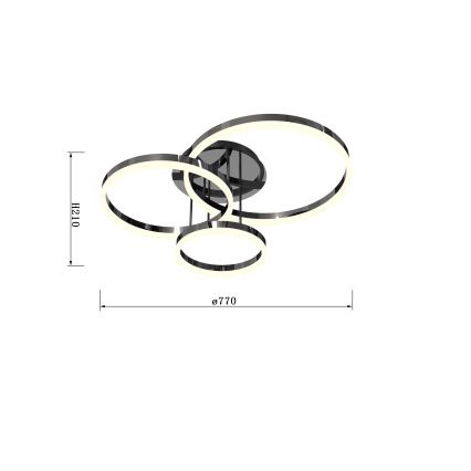 Wofi 9049-405 - Lámpara de techo LED regulable PERPIGNAN LED/51W/230V negro/cromo brillante