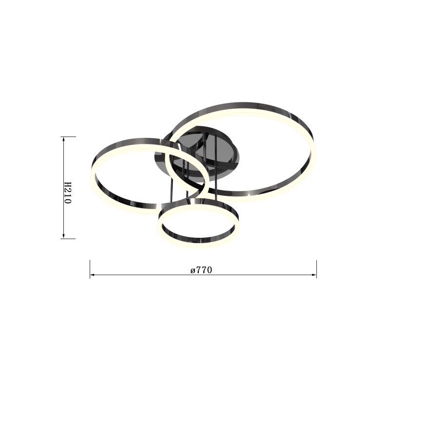 Wofi 9049-405 - Lámpara de techo LED regulable PERPIGNAN LED/51W/230V negro/cromo brillante