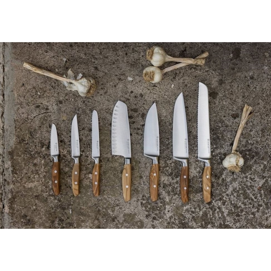 Wüsthof - Cuchillo de cocina santoku AMICI 17 cm madera de olivo