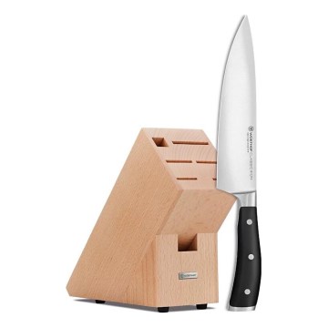 Wüsthof - Cuchillo de cocinero CLASSIC IKON 20 cm en un soporte haya