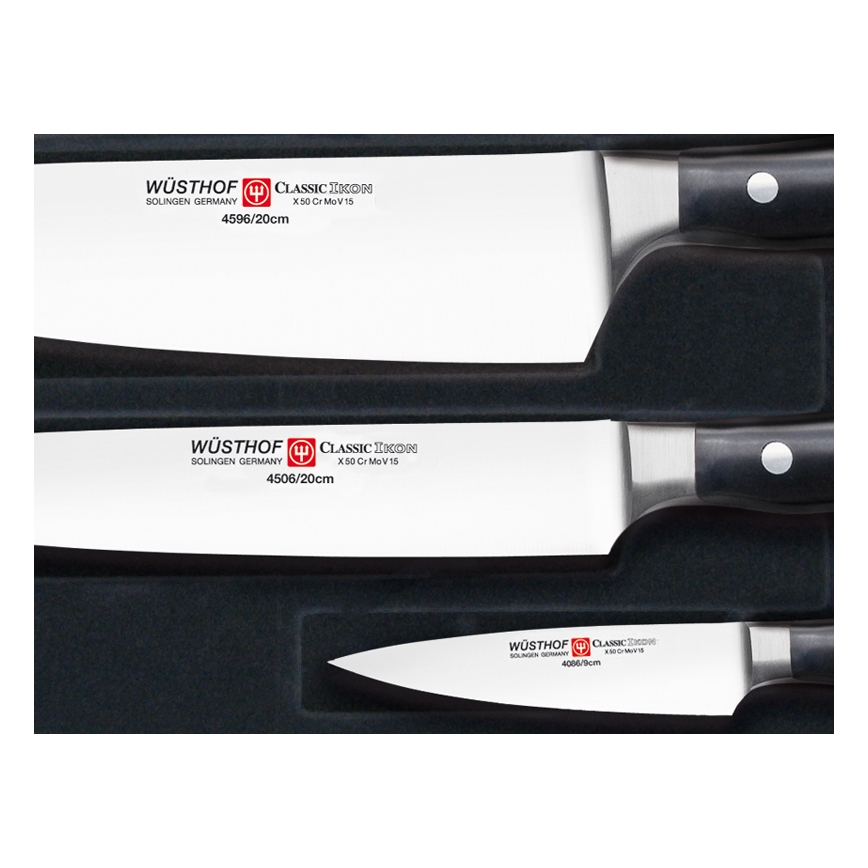 Wüsthof - Juego de cuchillos de cocina CLASSIC IKON 3 piezas negro