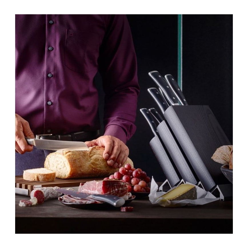 Wüsthof - Juego de cuchillos de cocina en soporte CLASSIC IKON 7 pz ceniza/negro