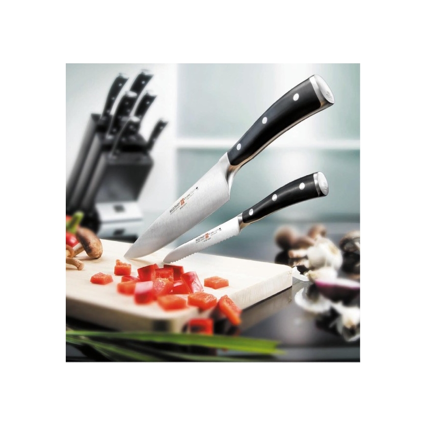 Wüsthof - Juego de cuchillos de cocina en soporte CLASSIC IKON 7 pz ceniza/negro