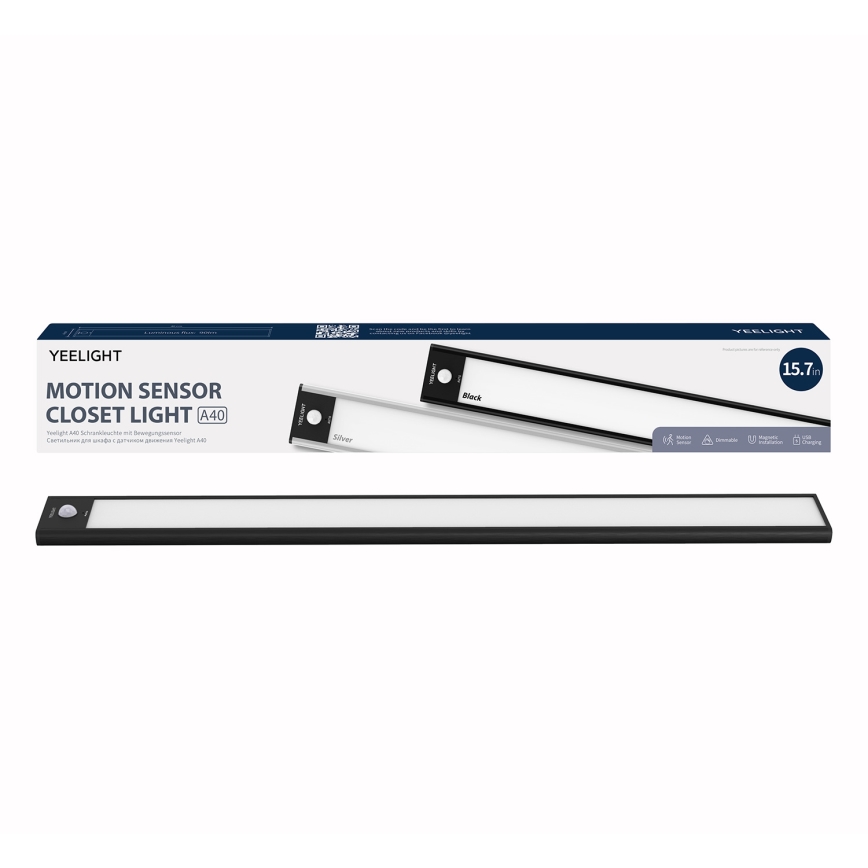 Yeelight - LED Iluminación para muebles recargable y regulable con sensor LED/2,3W/1500 mAh 4000K 40 cm negro