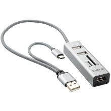 Yenkee - USB 2.0 y USB-C OTG regleta y lector de tarjetas