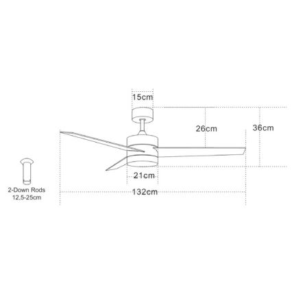 Zambelis 19134 - Ventilador de techo LED LED/15W/230V 3000/4000/6000K cromo mate + control remoto