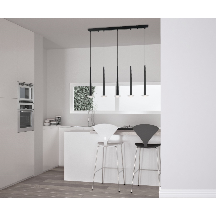Zambelis 22112 - Lámpara de araña LED regulable 5xLED/3W/230V CRI90 negro