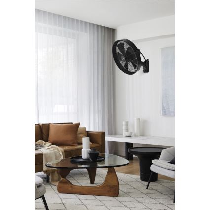 ZEVENTI - Ventilador de pared FREEZE 50W/230V diá. 40 cm negro + control remoto