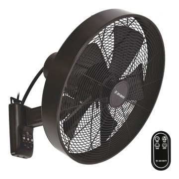 ZEVENTI - Ventilador de pared FREEZE 50W/230V diá. 40 cm negro/marrón + control remoto