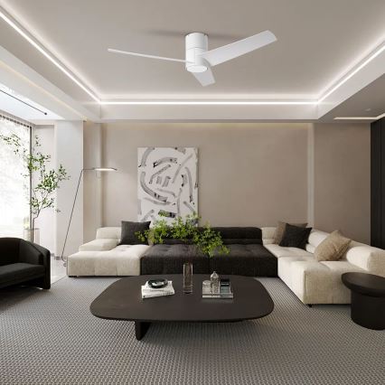 ZEVENTI - Ventilador de techo LED regulable BARROSA LED/18W/230V 3000-6000K Wi-Fi Tuya blanco + control remoto
