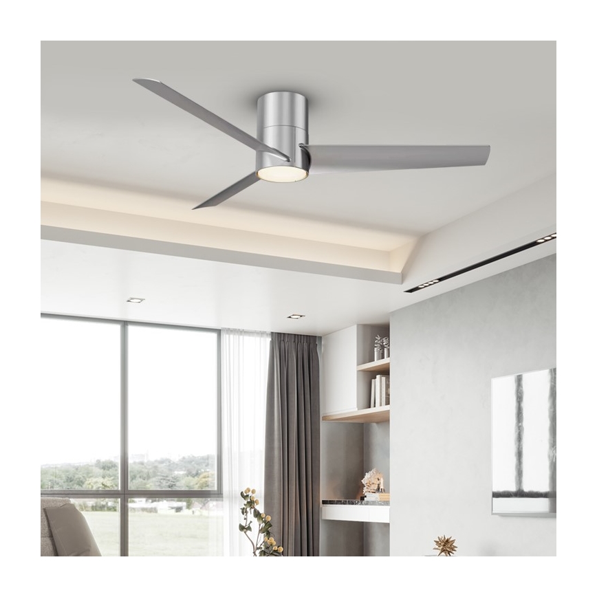 ZEVENTI - Ventilador de techo LED regulable BARROSA LED/18W/230V 3000-6000K Wi-Fi Tuya cromo mate + control remoto