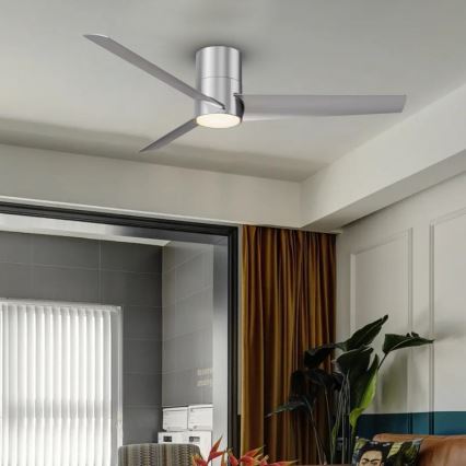 ZEVENTI - Ventilador de techo LED regulable BARROSA LED/18W/230V 3000-6000K Wi-Fi Tuya cromo mate + control remoto