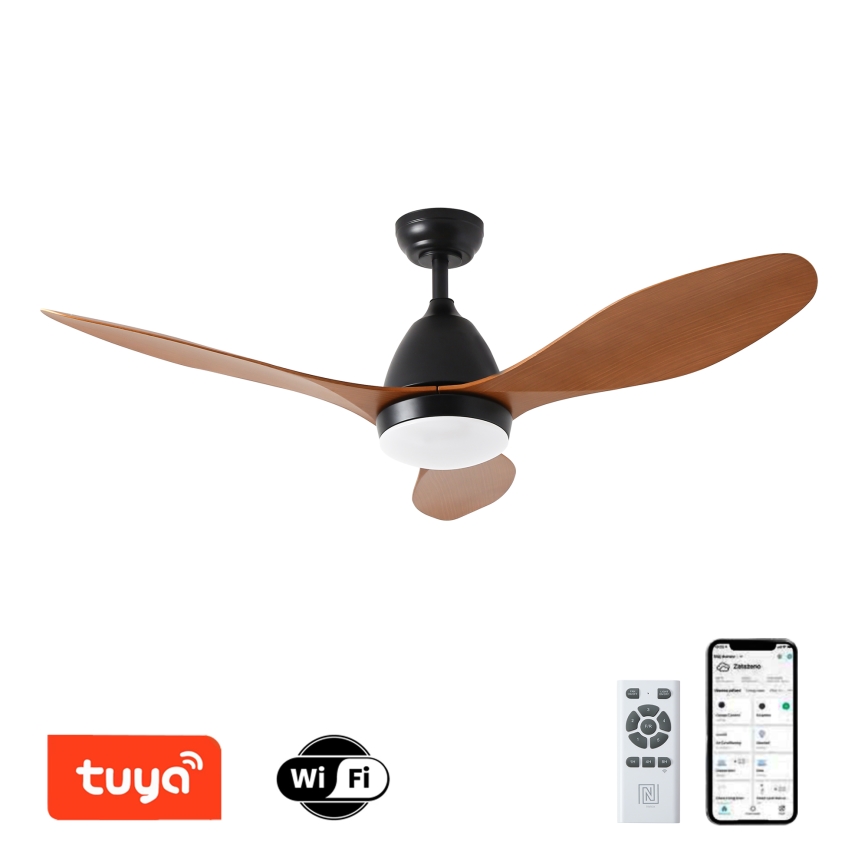 ZEVENTI - Ventilador de techo LED regulable MURO LED/18W/230V 3000-6000K Wi-Fi Tuya negro + control remoto