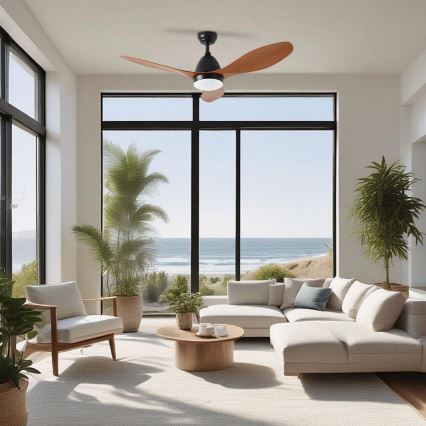 ZEVENTI - Ventilador de techo LED regulable MURO LED/18W/230V 3000-6000K Wi-Fi Tuya negro + control remoto