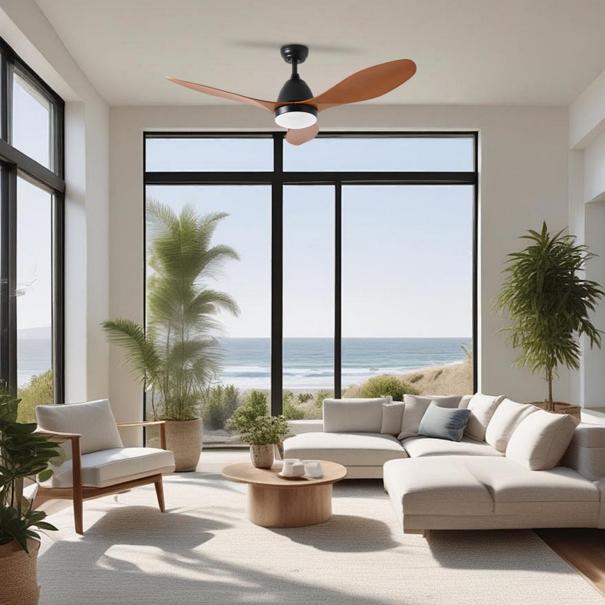 ZEVENTI - Ventilador de techo LED regulable MURO LED/18W/230V 3000-6000K Wi-Fi Tuya negro + control remoto