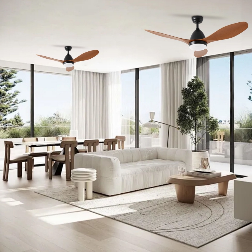 ZEVENTI - Ventilador de techo LED regulable MURO LED/18W/230V 3000-6000K Wi-Fi Tuya negro + control remoto