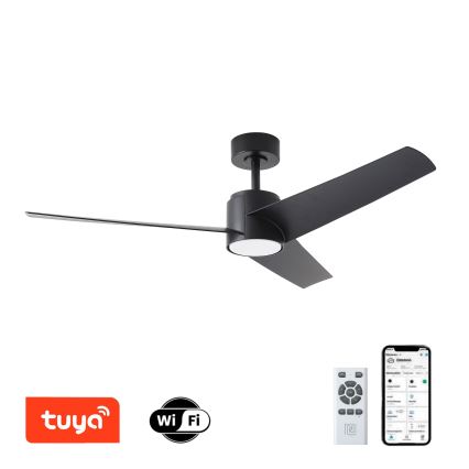 ZEVENTI - Ventilador de techo LED regulable ORVIETO LED/18W/230V 3000-6000K Wi-Fi Tuya negro + control remoto