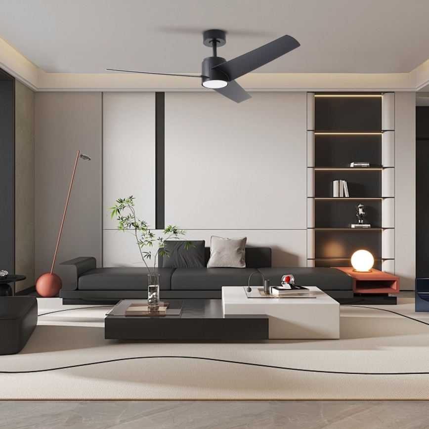 ZEVENTI - Ventilador de techo LED regulable ORVIETO LED/18W/230V 3000-6000K Wi-Fi Tuya negro + control remoto