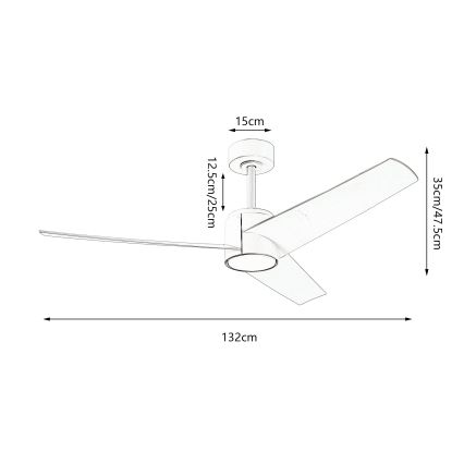 ZEVENTI - Ventilador de techo LED regulable ORVIETO LED/18W/230V 3000-6000K Wi-Fi Tuya negro + control remoto