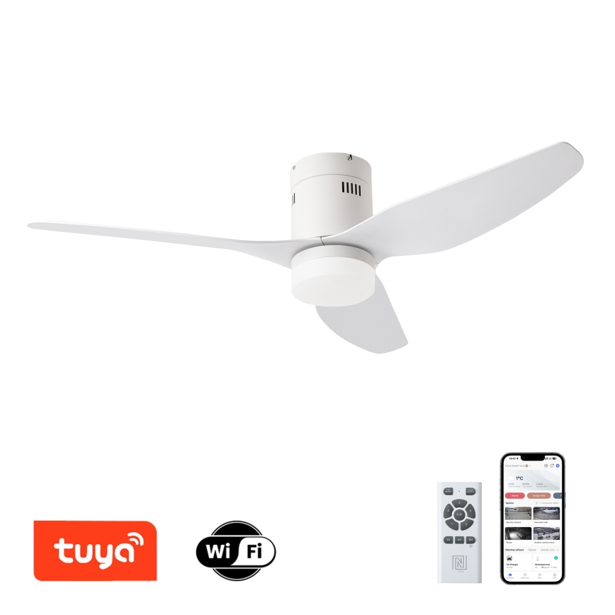 ZEVENTI - Ventilador de techo LED regulable PADUA LED/18W/230V 3000-6000K Wi-Fi Tuya blanco + control remoto