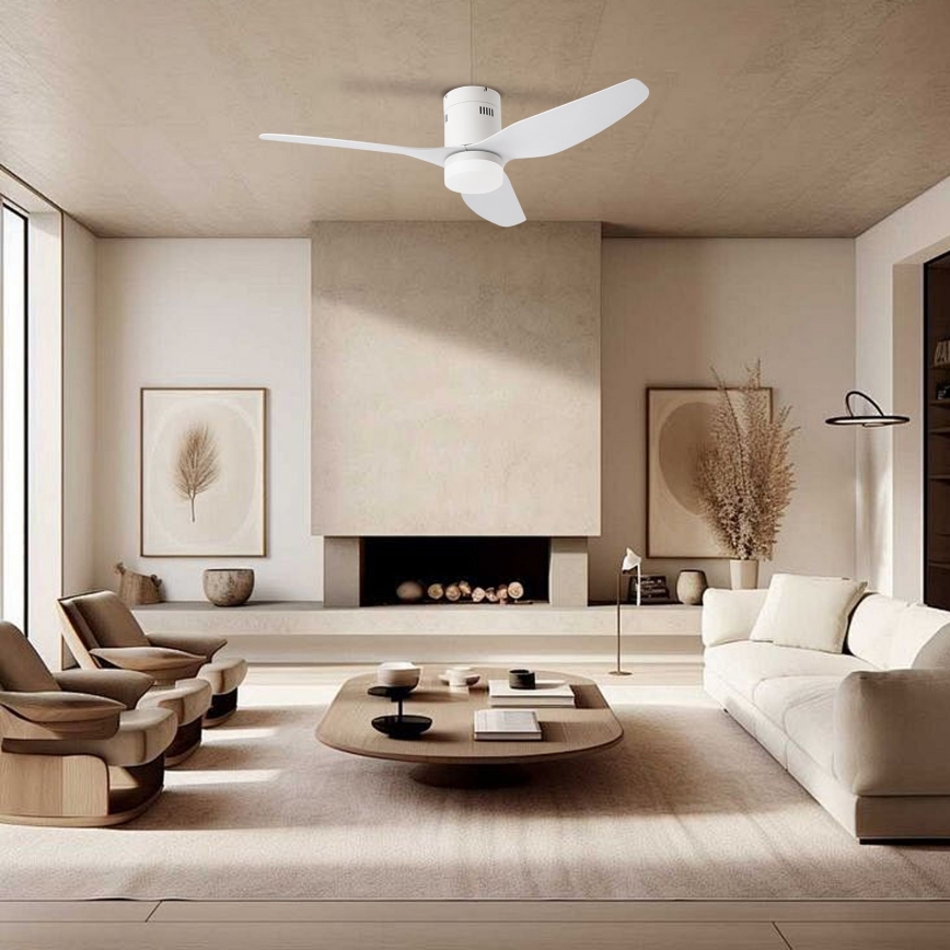 ZEVENTI - Ventilador de techo LED regulable PADUA LED/18W/230V 3000-6000K Wi-Fi Tuya blanco + control remoto