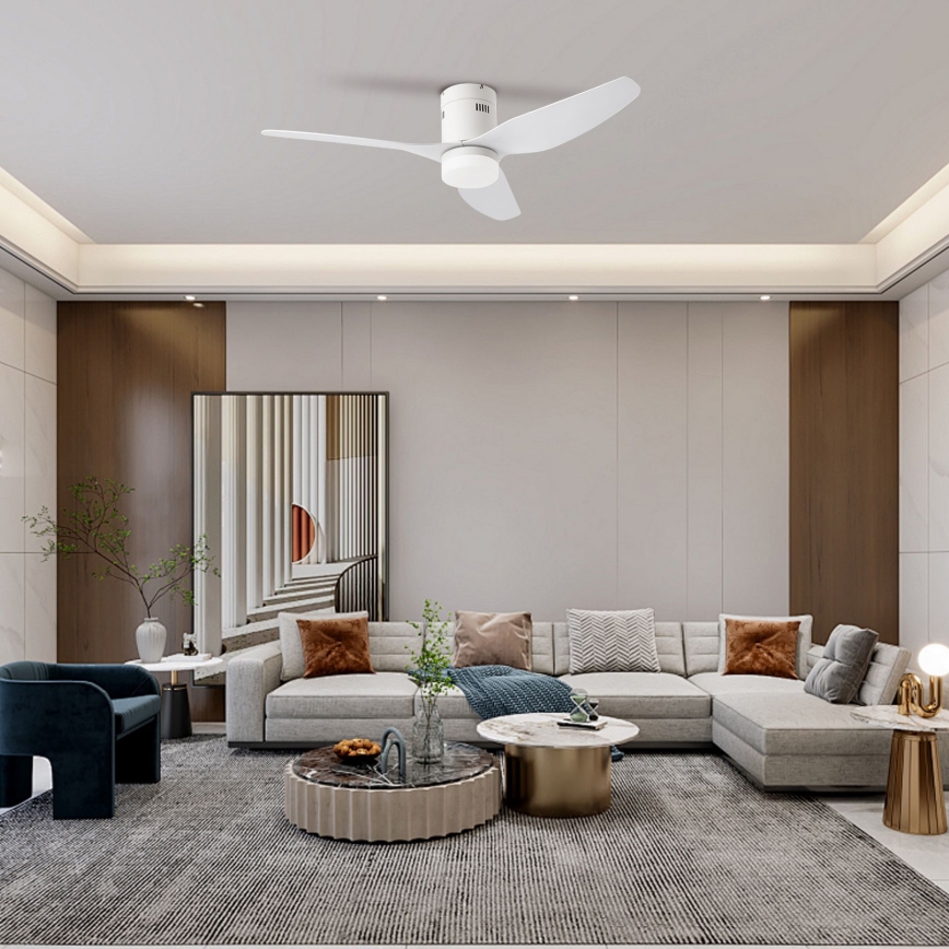 ZEVENTI - Ventilador de techo LED regulable PADUA LED/18W/230V 3000-6000K Wi-Fi Tuya blanco + control remoto